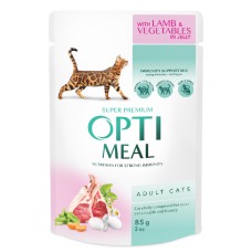 Optimeal Cat Adult Консервы для взрослых кошек с ягненком и овощами в желе