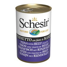 Schesir Tuna with Beef Fillets Консервы для кошек с тунцом и филе говядины в желе (банка)