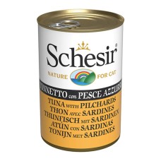 Schesir Tuna with Pilchards Консервы для кошек с тунцом и сардиной в желе (банка)